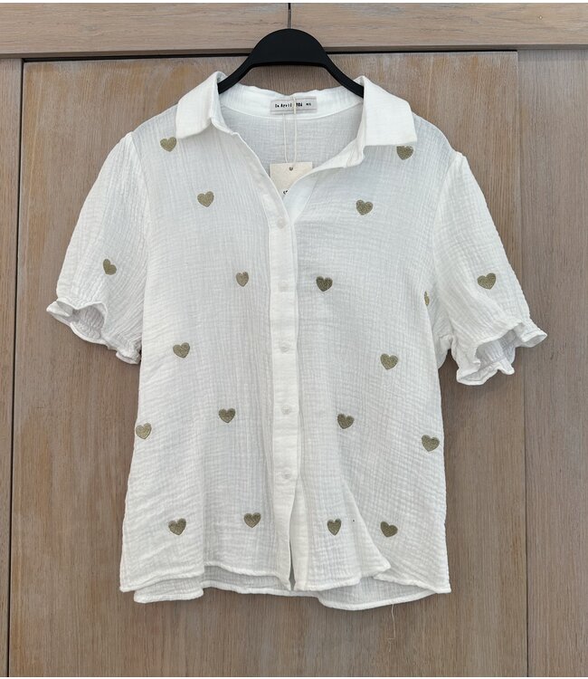 Musthave Blouse Heart short sleeve white