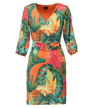 K-Design Dress V-hals A218 met design & open mouwen