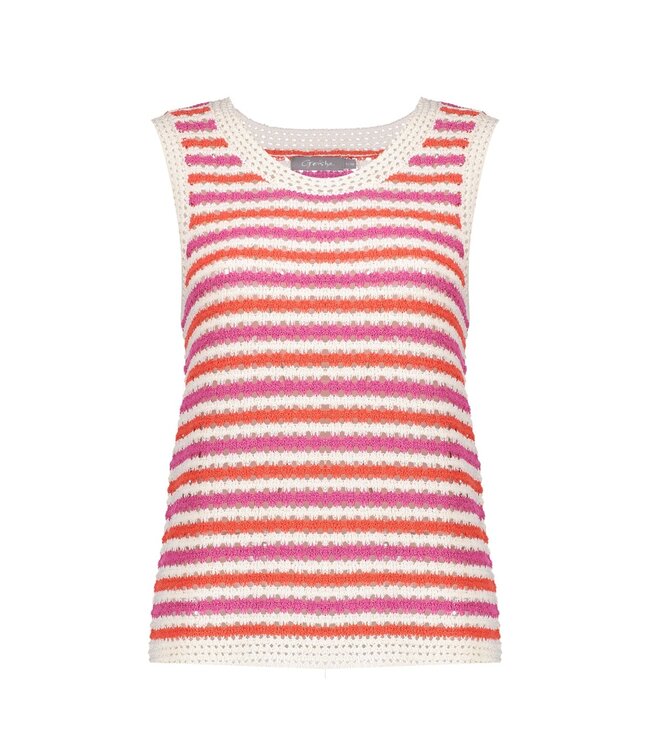 Geisha Knitted singlet 54300-10 off-white/coral/cyclame