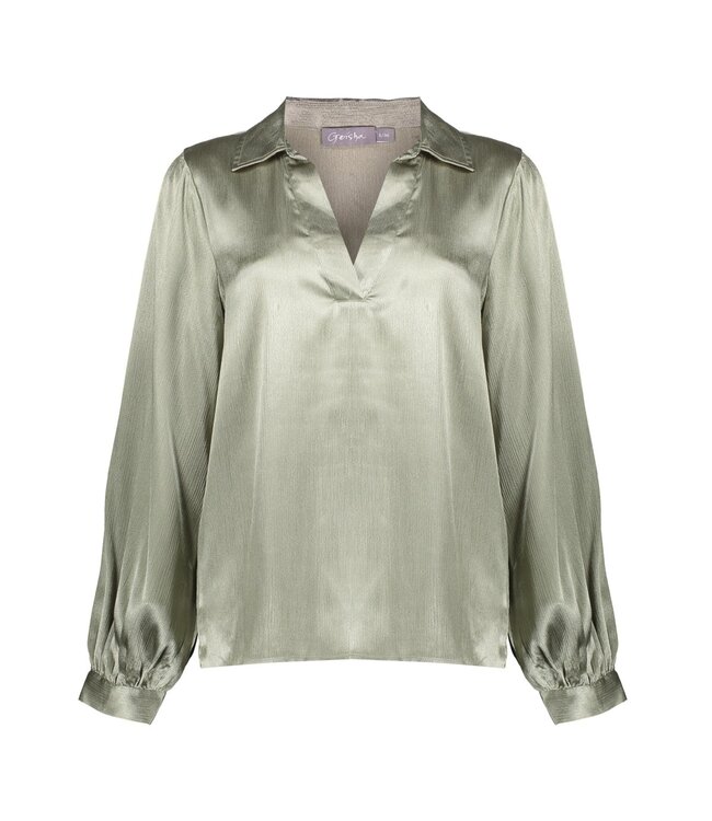 Geisha Satin blouse 53530-14 soft green