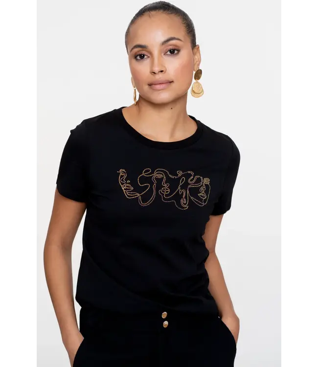 Geisha T-shirt 52608-41 black/gold