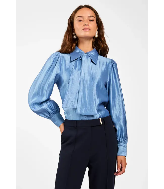 Aaiko Blouse Veronne tie shimm ray 517 2 office blue