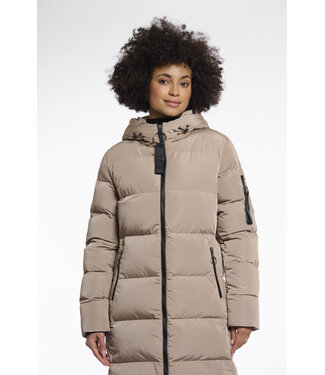 Rino & Pelle Long padded hooded coat Jade toffee