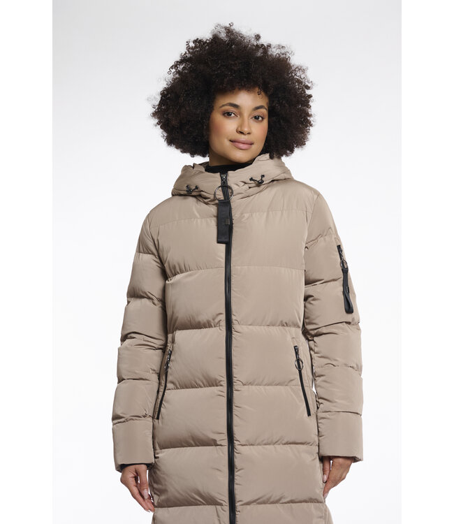 Rino & Pelle Long padded hooded coat Jade toffee