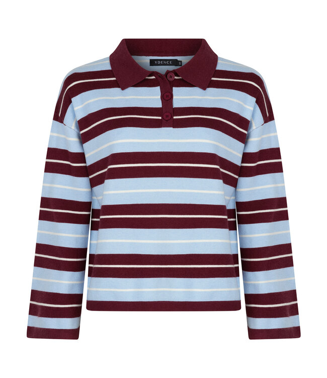Ydence Knitted top Balou FC2503 light blue/burgundy