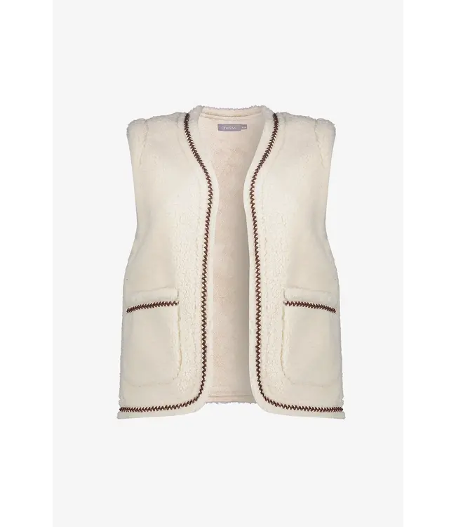 Geisha Gilet 55541-19 off-white/tape dark brown zigzag