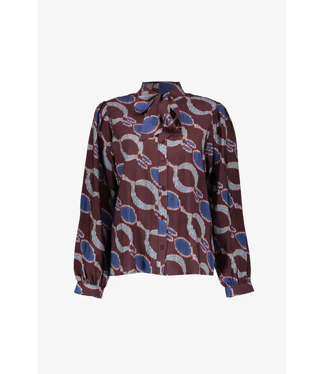 Geisha Blouse 53618-20 bordeaux/blue