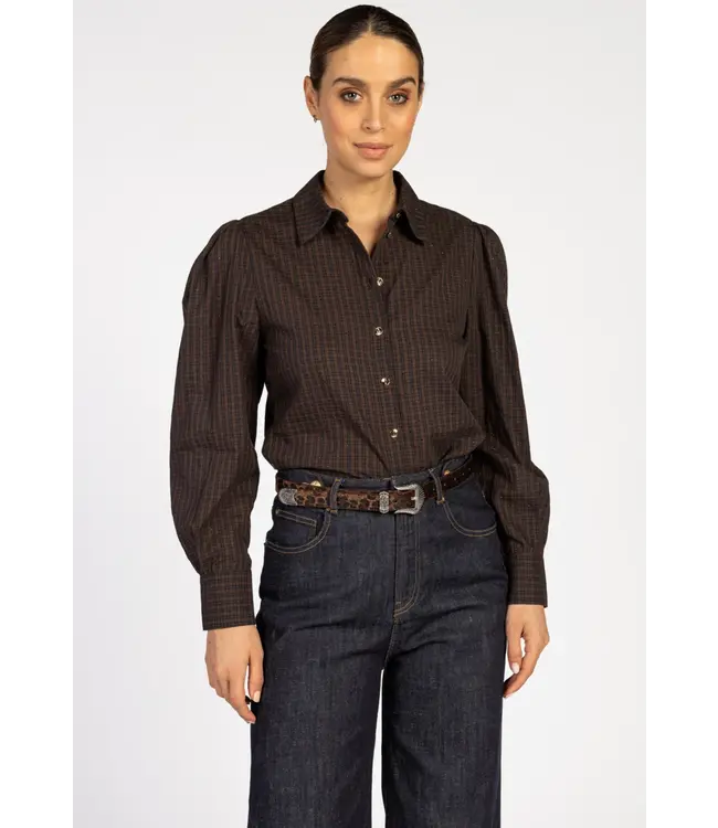 Aaiko Blouse Janesse tie check pes 525 pinecone