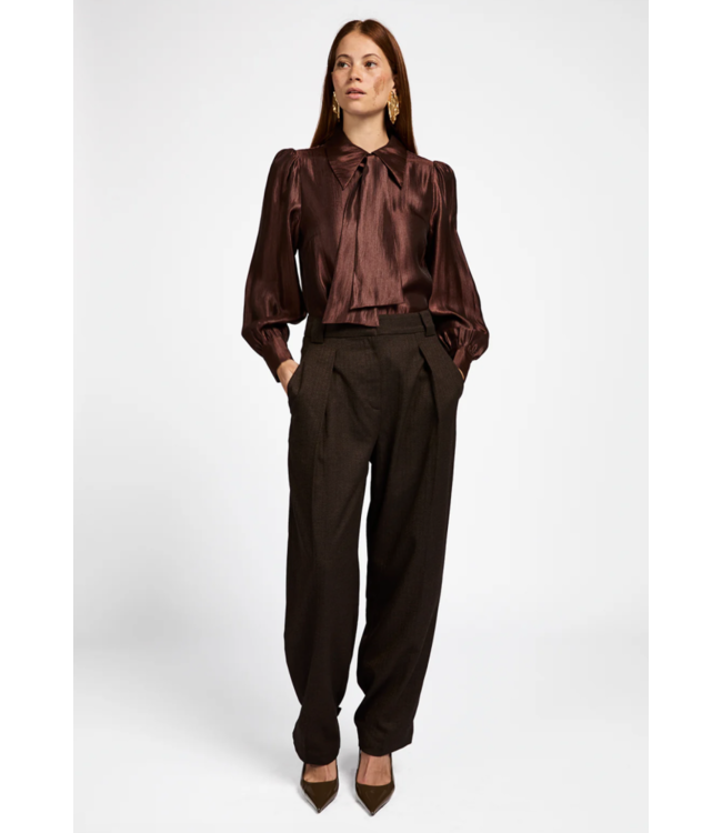 Aaiko Blouse Veronne tie shimm ray 517 2 chicory coffee