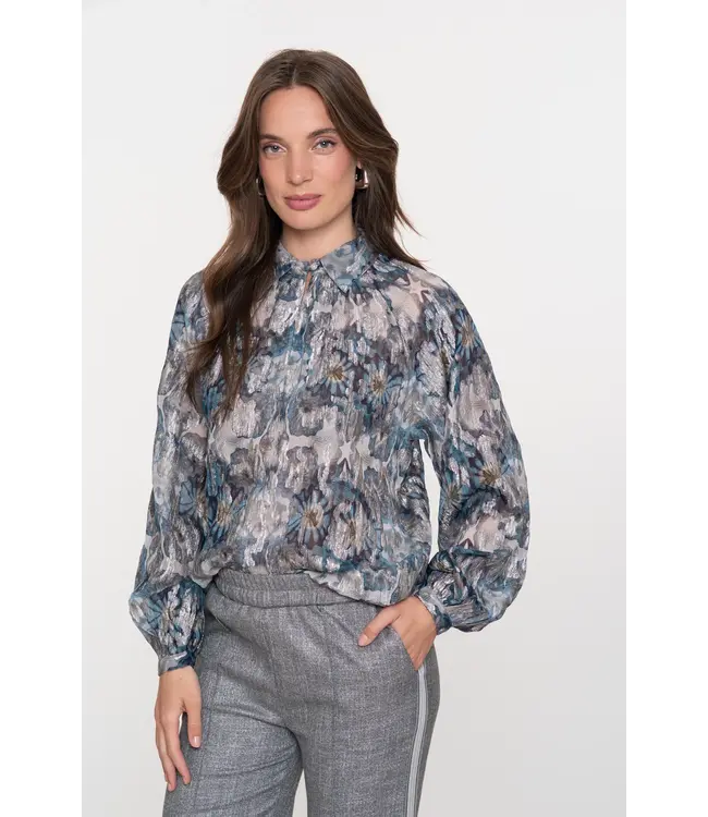 Geisha Blouse blue/silver 53850-81