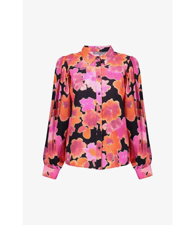 Geisha Blouse print 53632-60 pink/black