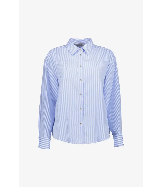 Geisha Blouse stripes w rhinestones 53821-70 blue/off-white