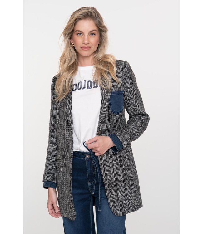 Geisha blazer tweed 55520-10 anthracite/ denimpocket