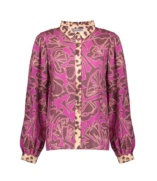 Geisha Blouse 53937-20 mocca/fuchsia