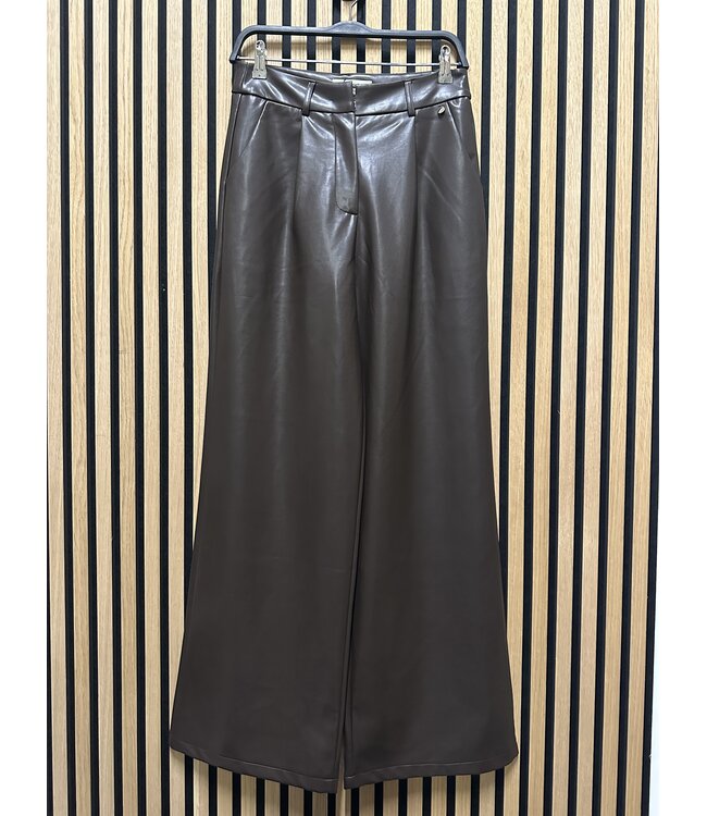 Ambika PU Pants Gris wide leg darkbrown