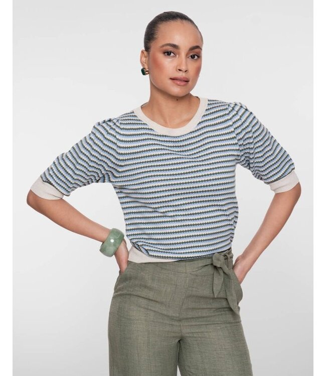 Geisha Pull stripe lrx 64066-14 kit lurex/olive/blue