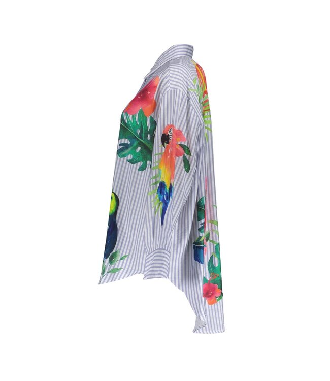 Geisha Blouse stripes 63162-70 light blue/off-white/pink/green