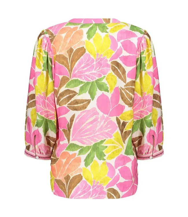 Geisha Blouse 63283-20 ecru/tabacco/pink
