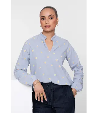 Geisha Top 63243-20 lemon/chambray