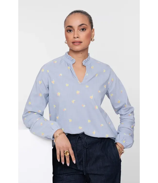 Geisha Top 63243-20 lemon/chambray