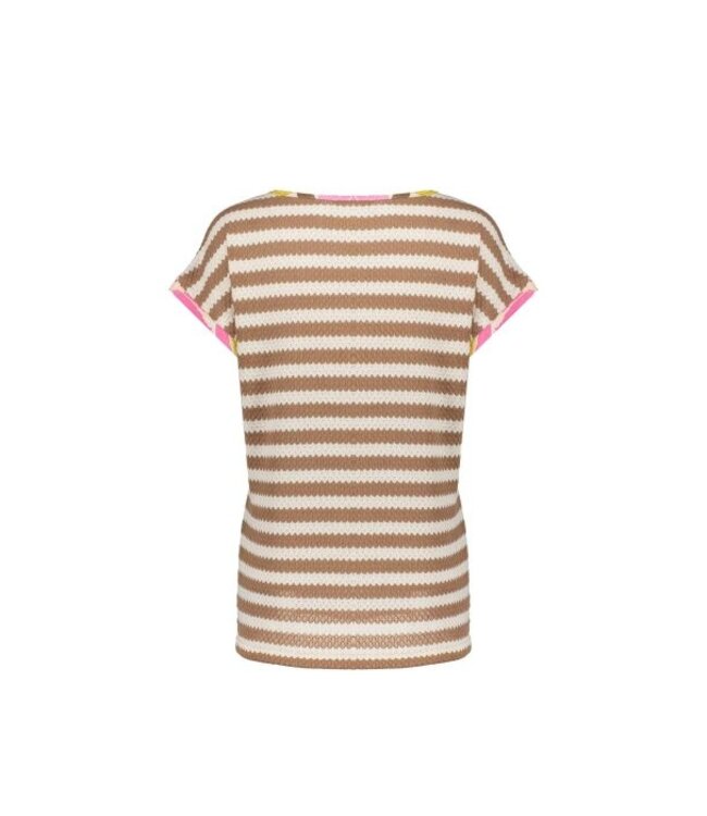 Geisha Top 63284-20 ecru/tobacco/pink