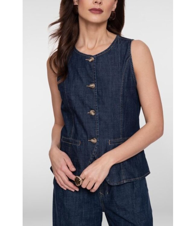 Geisha Jeans vest 65138-10 dark blue denim washed