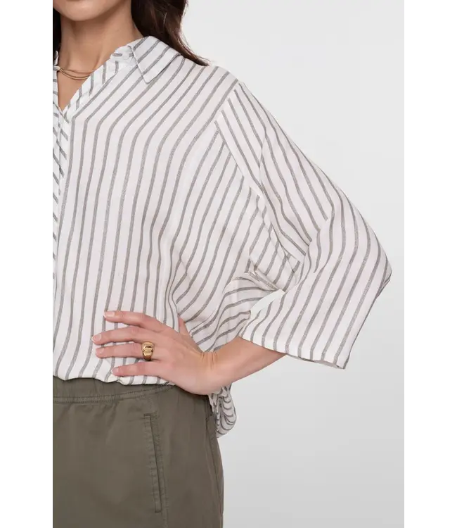 Geisha Blouse lurex stripes 63131-99 off-white/silver