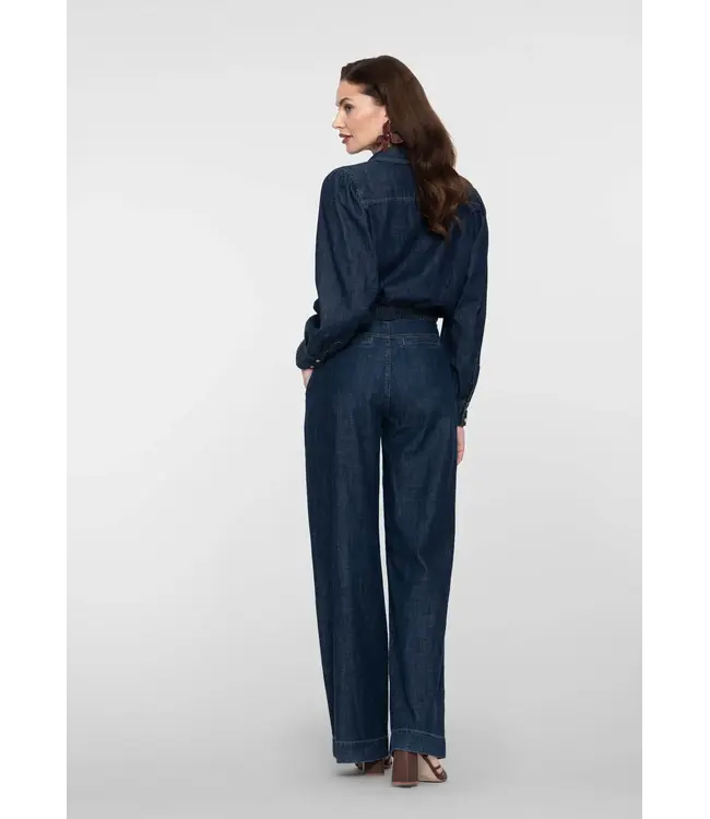 Geisha Jeans wide 61009-10 dark blue denim washed