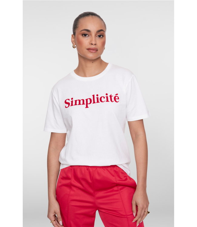 Geisha T-shirt simplicate 62089-41 off-white/red