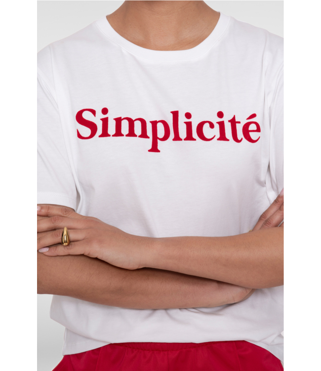Geisha T-shirt simplicate 62089-41 off-white/red
