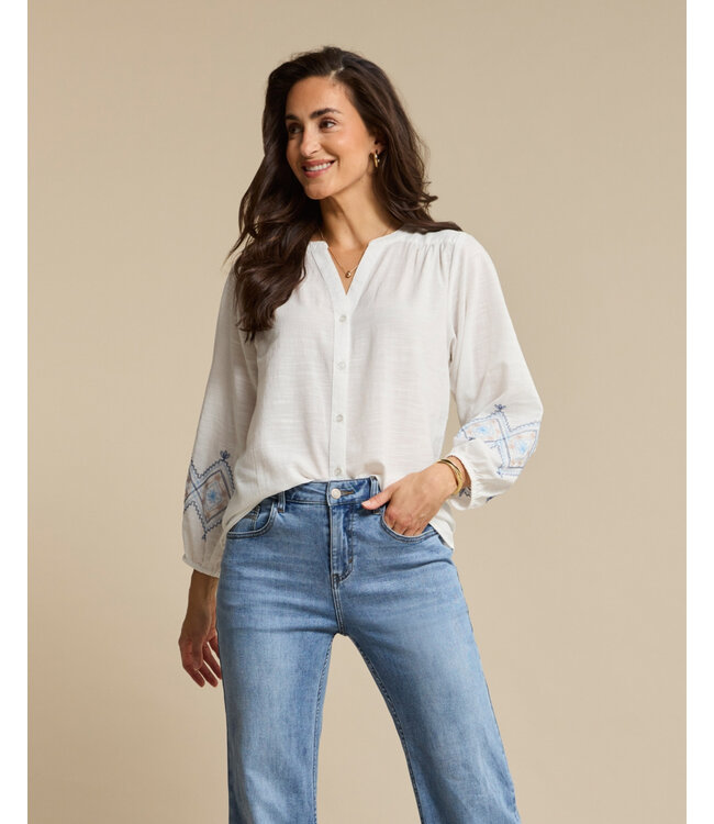 Red Button Blouse SRB4829 bluemulti