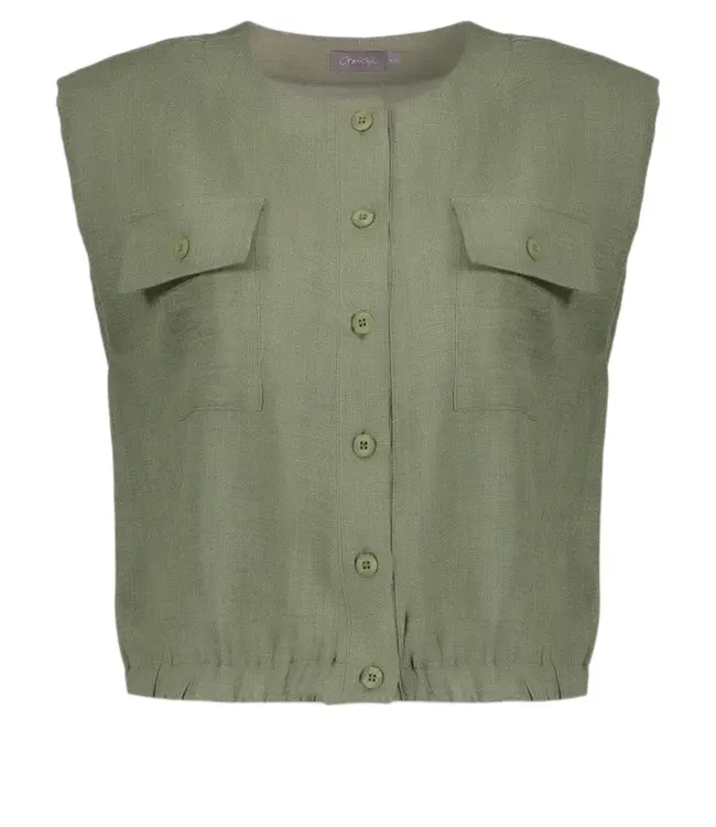 Geisha Blouse with pockets 63092-60 dark green