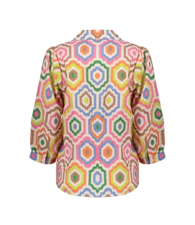 Geisha Blouse 63280-20 ecru/tabacco/pink