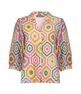 Geisha Blouse 63280-20 ecru/tabacco/pink