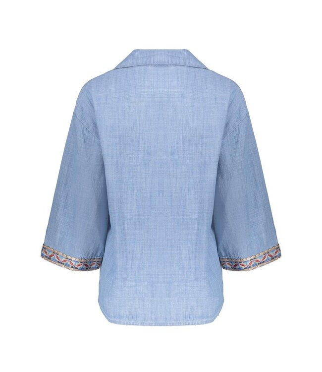 Geisha Blouse with tape 63161-70 jeans blue