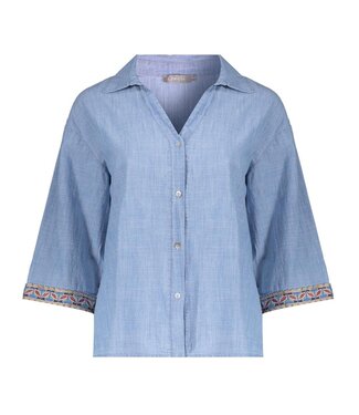 Geisha Blouse with tape 63161-70 jeans blue