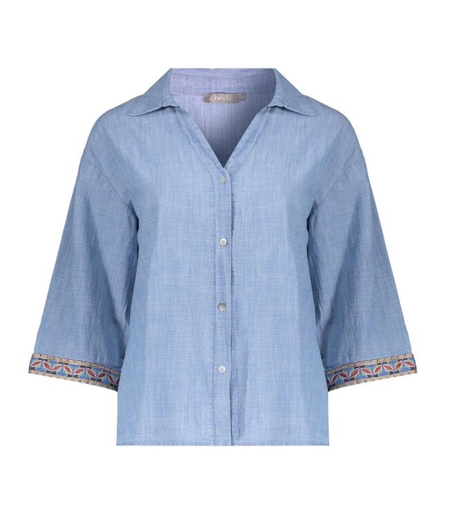 Geisha Blouse with tape 63161-70 jeans blue