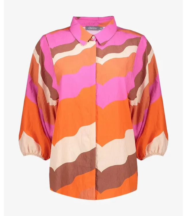 Geisha Blouse 63216-20 ecru/brown/casis