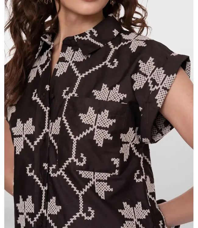 Geisha Blouse 63212-20 chocolate brown/sand