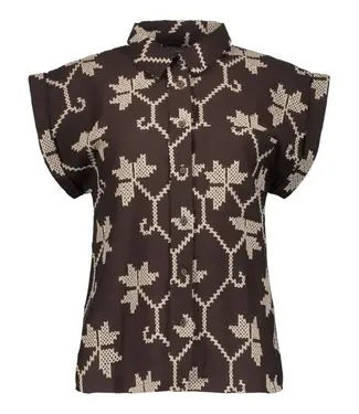 Geisha Blouse 63212-20 chocolate brown/sand