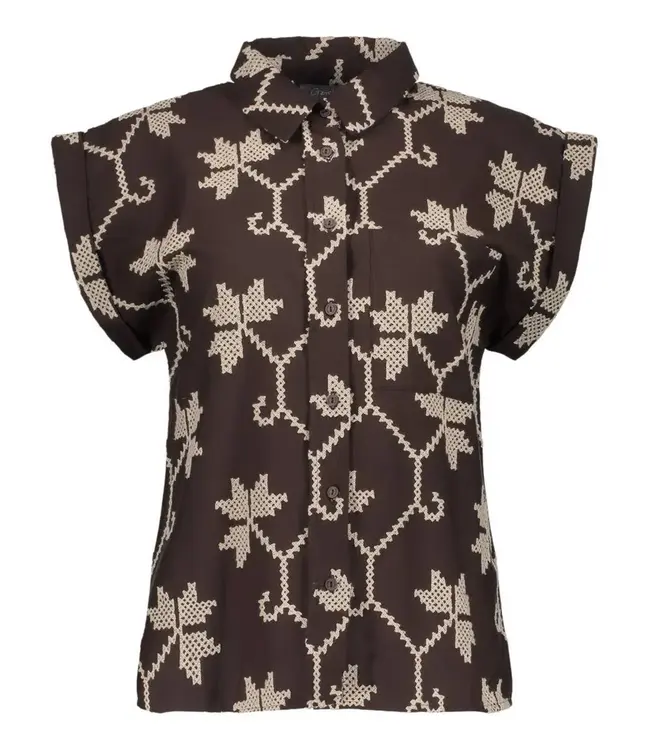 Geisha Blouse 63212-20 chocolate brown/sand