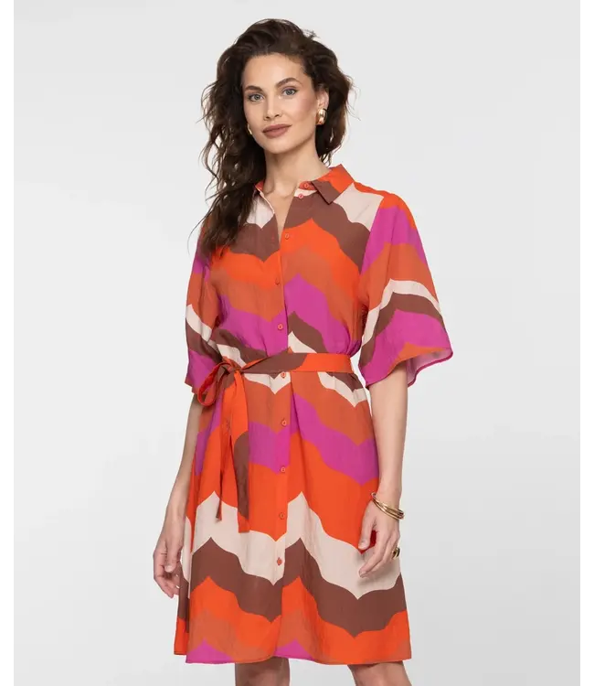 Geisha Dress 67103-20 ecru/brown/casis