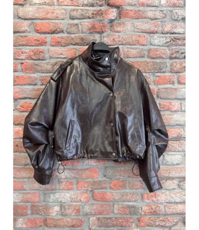 Musthave Jacket PU leather dark brown