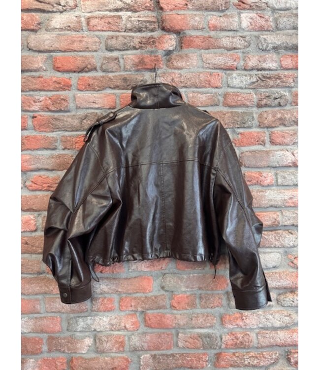 Musthave Jacket PU leather dark brown
