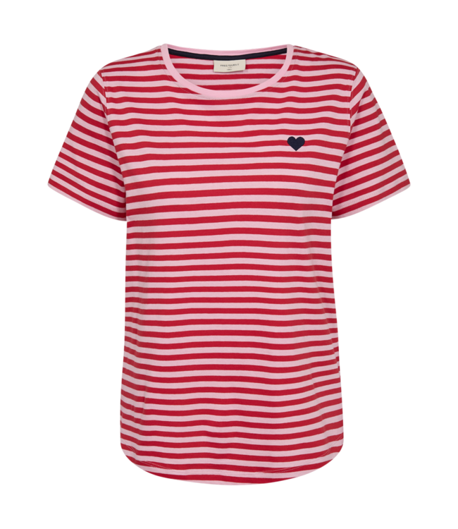 Freequent Tshirt FQMIAN 208288 silver lilac w tune red