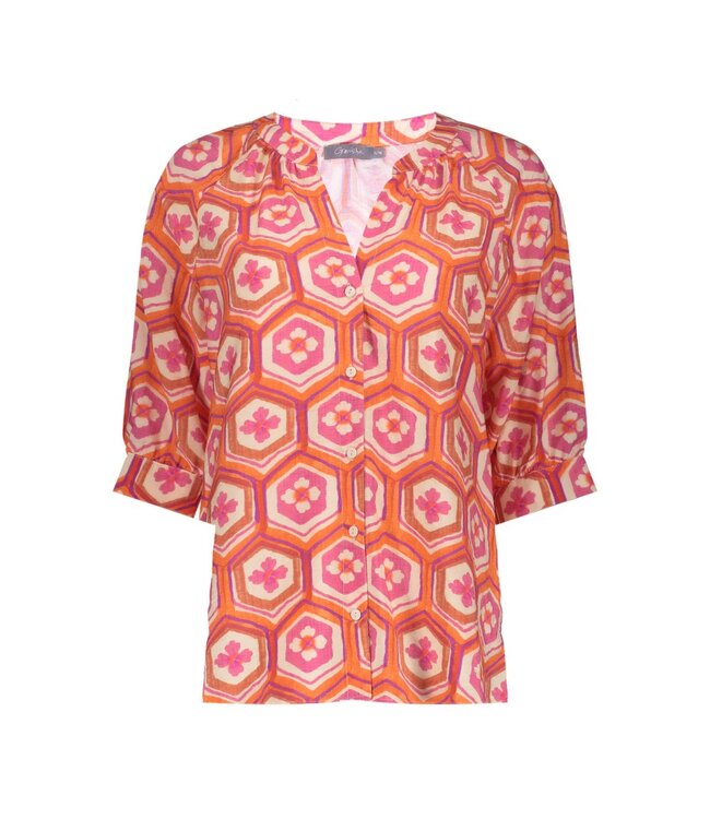 Geisha Blouse 63245-20 ecru/orange/casis