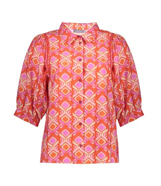 Geisha Blouse 63195-20 mandarine red/ecru