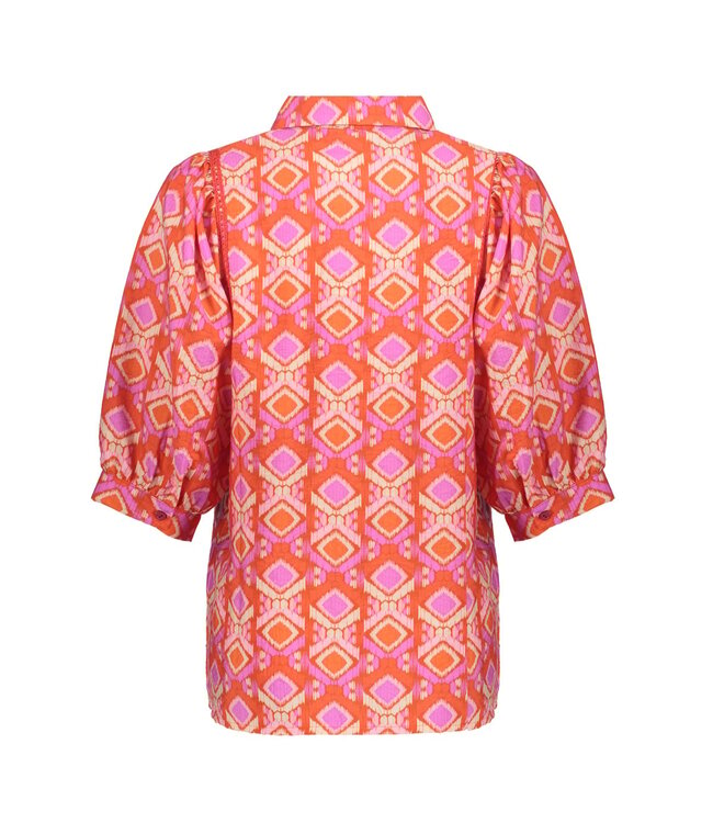 Geisha Blouse 63195-20 mandarine red/ecru