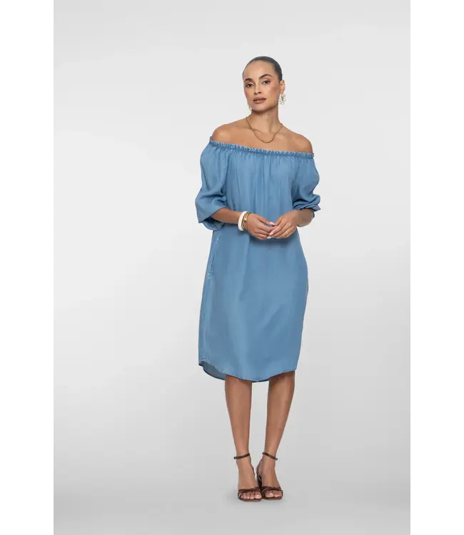 Geisha dress Lyocell denim elastic neck 67302-10 blue denim