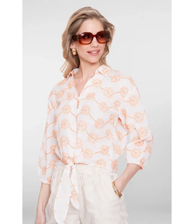 Geisha Blouse flower 63360-21 off-white/peach